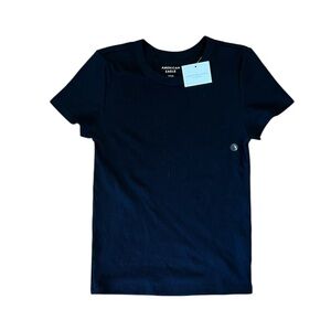 NWT American Eagle Black Short Sleeved Ribbed Top
